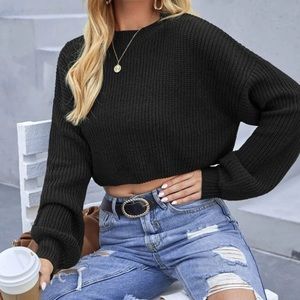 Boho knit cropped sweater